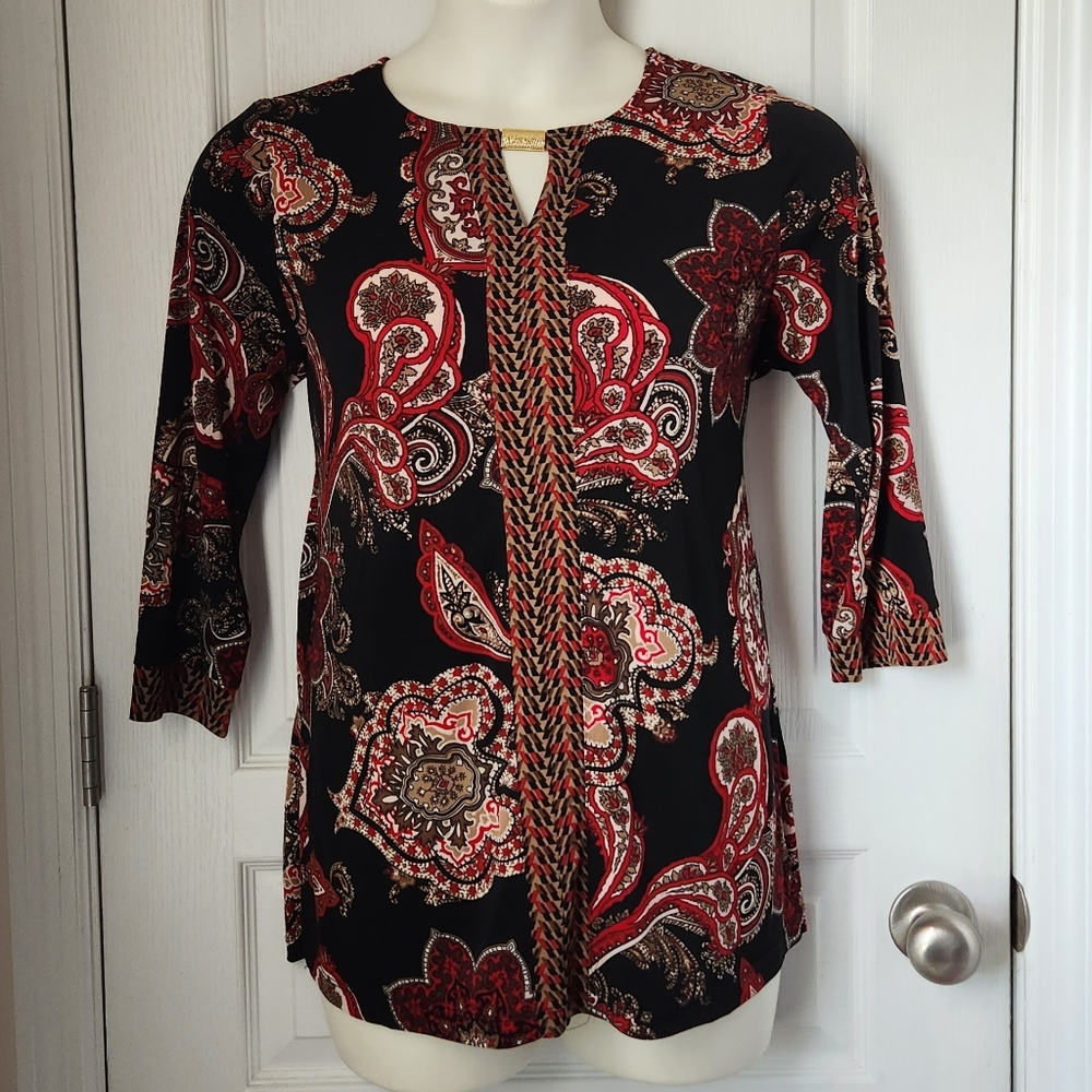 NWOT Susan Graver Paisley and Floral Blouse